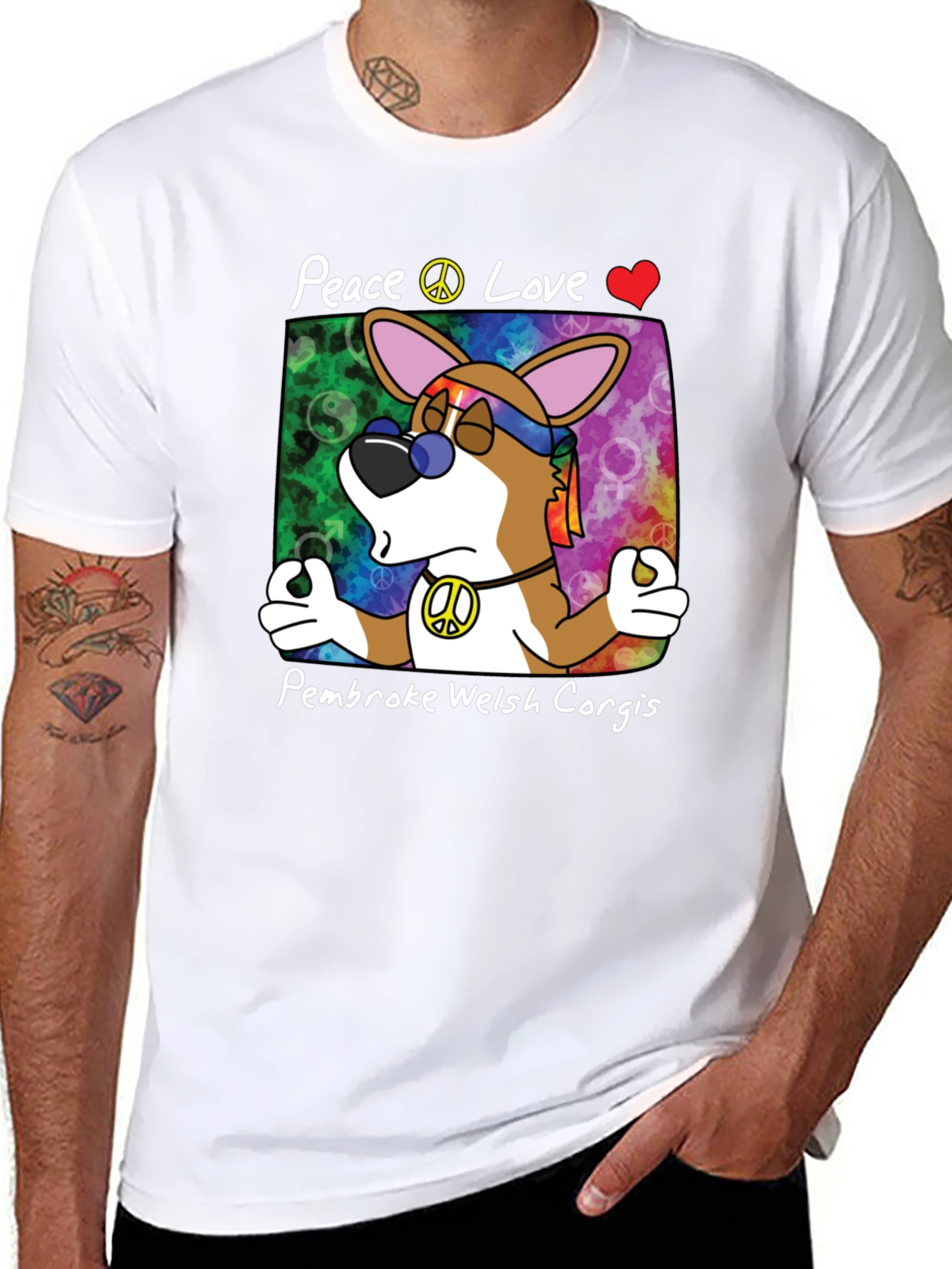 Peace Love Pembroke Welsh Corgis T-Shirt