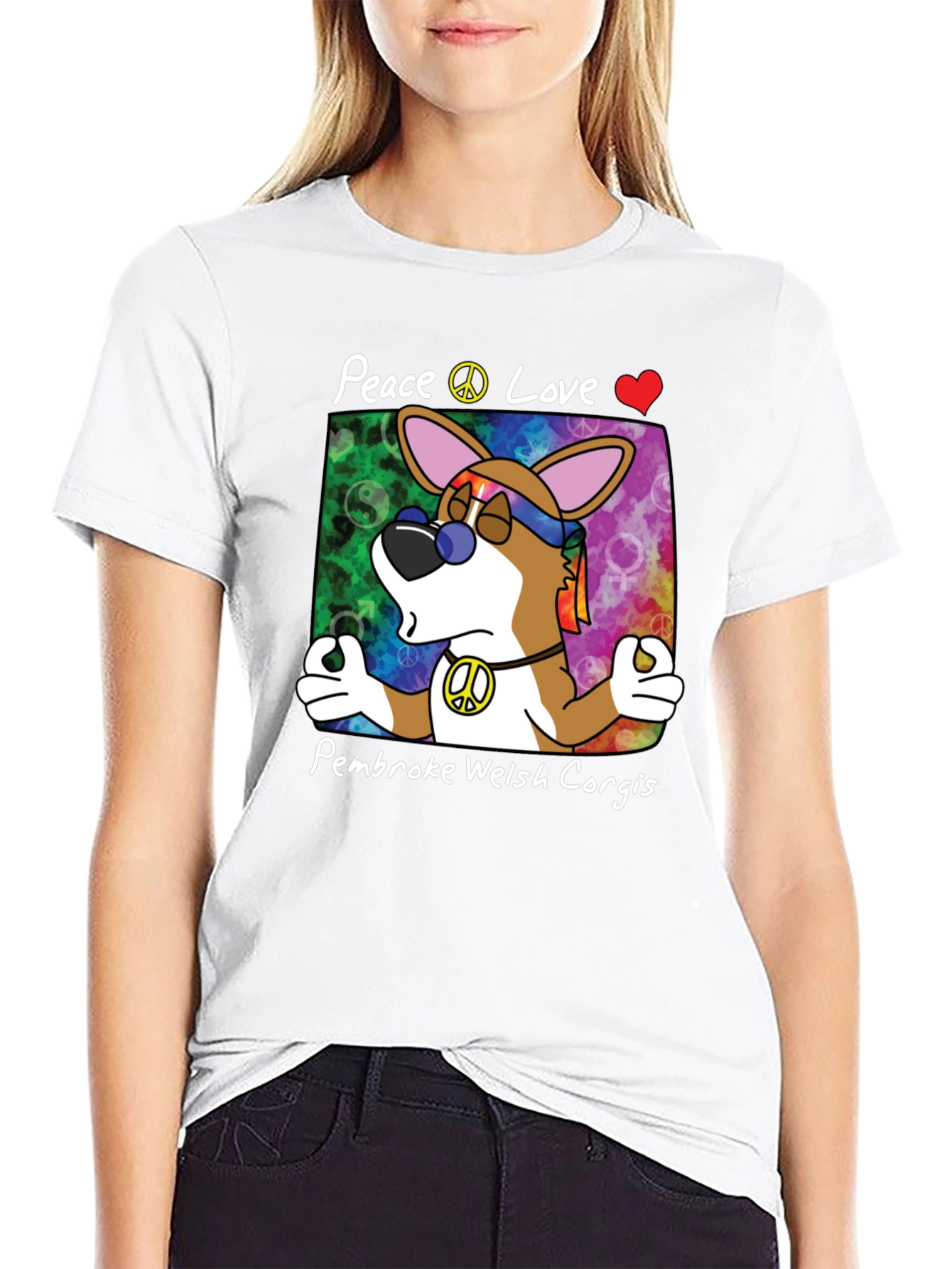 Peace Love Pembroke Welsh Corgis T-Shirt