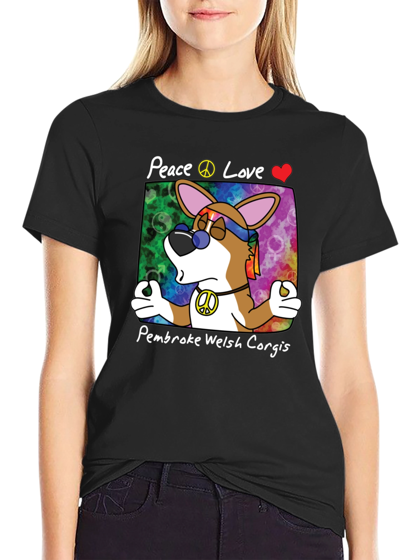 Peace Love Pembroke Welsh Corgis T-Shirt