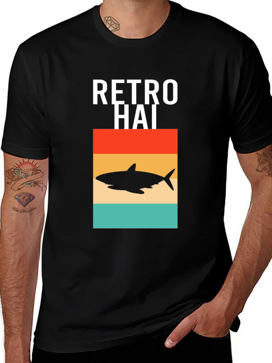 Retro Hai Shark Graphic Tee - Black