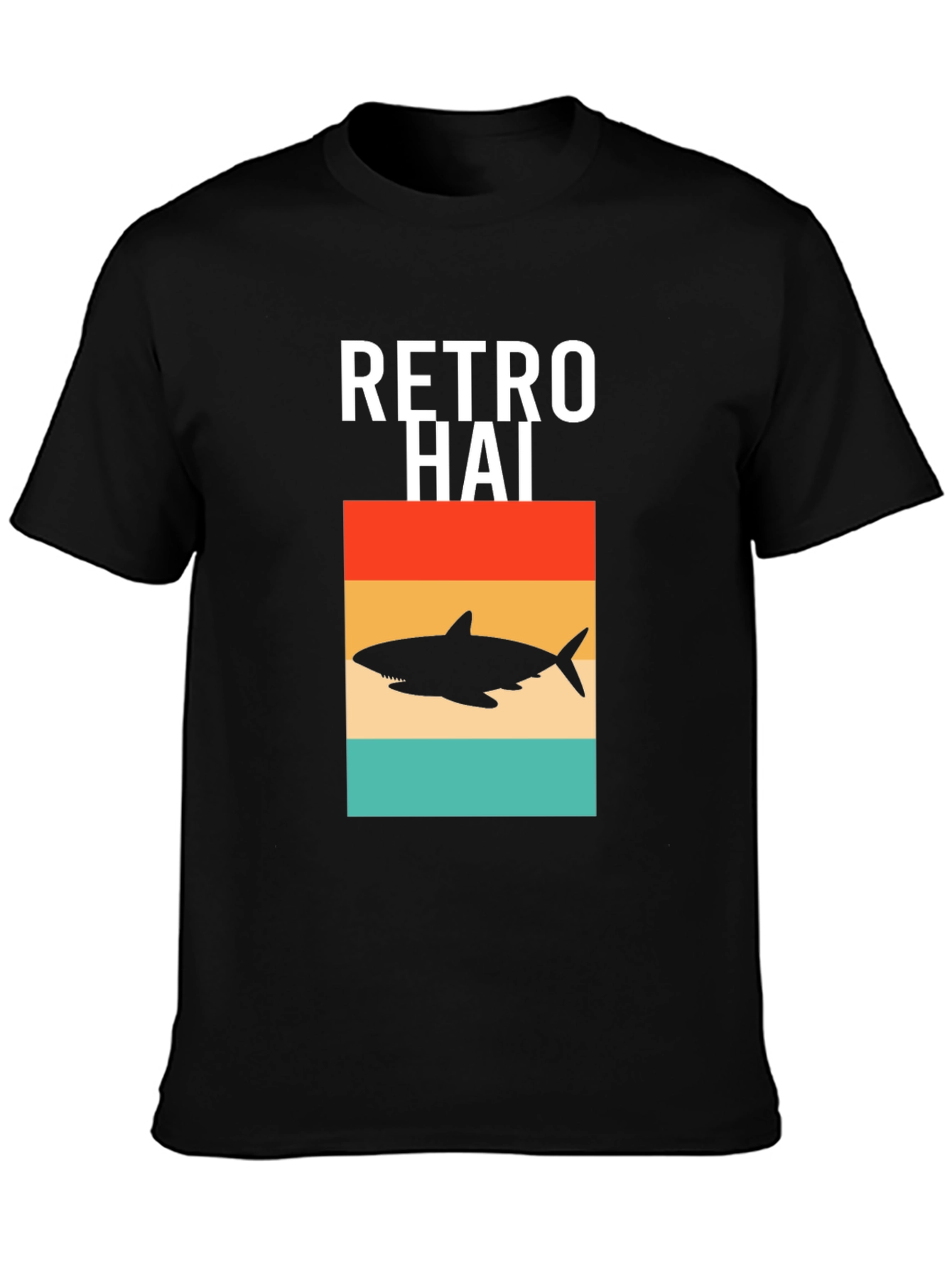 Retro Hai Shark Graphic Tee - Black