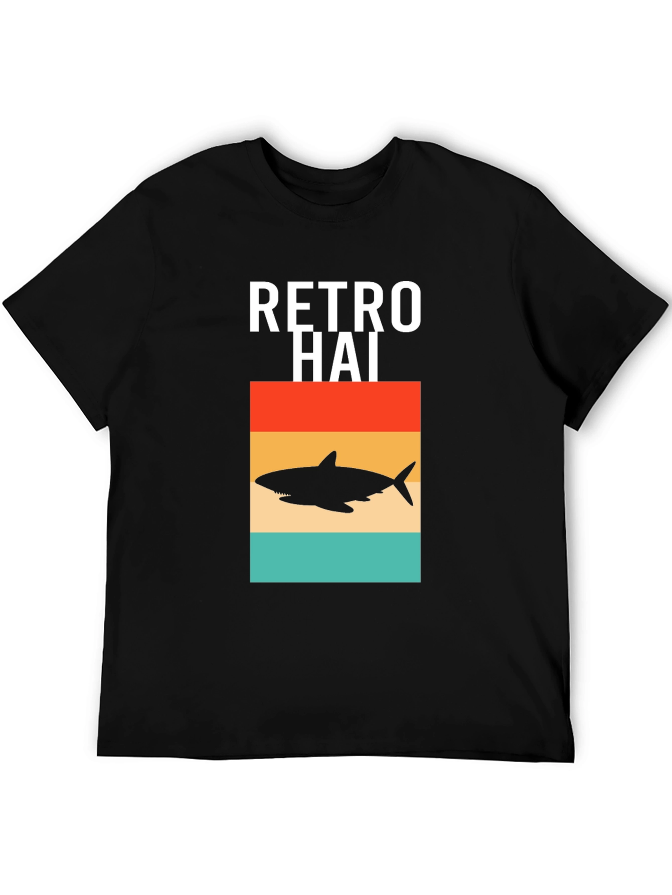 Retro Hai Shark Graphic Tee - Black