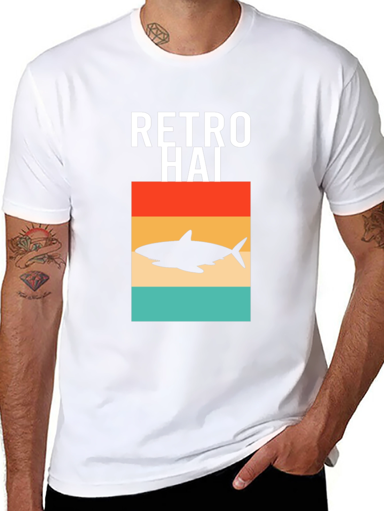 Retro Hai Shark Graphic Tee - Black