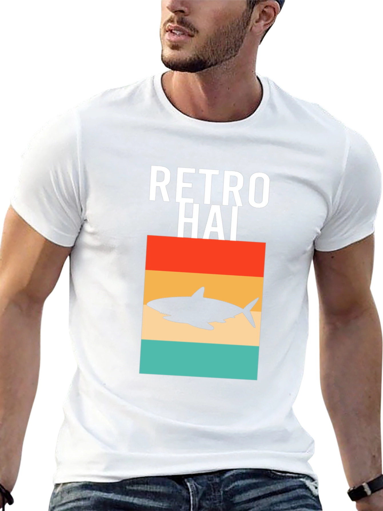 Retro Hai Shark Graphic Tee - Black