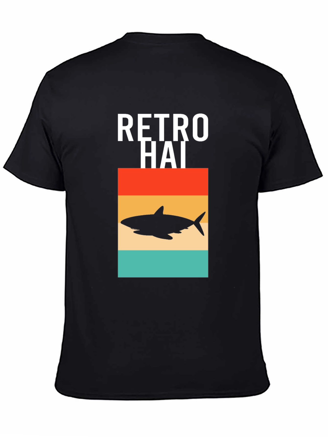 Retro Hai Shark Graphic Tee - Black