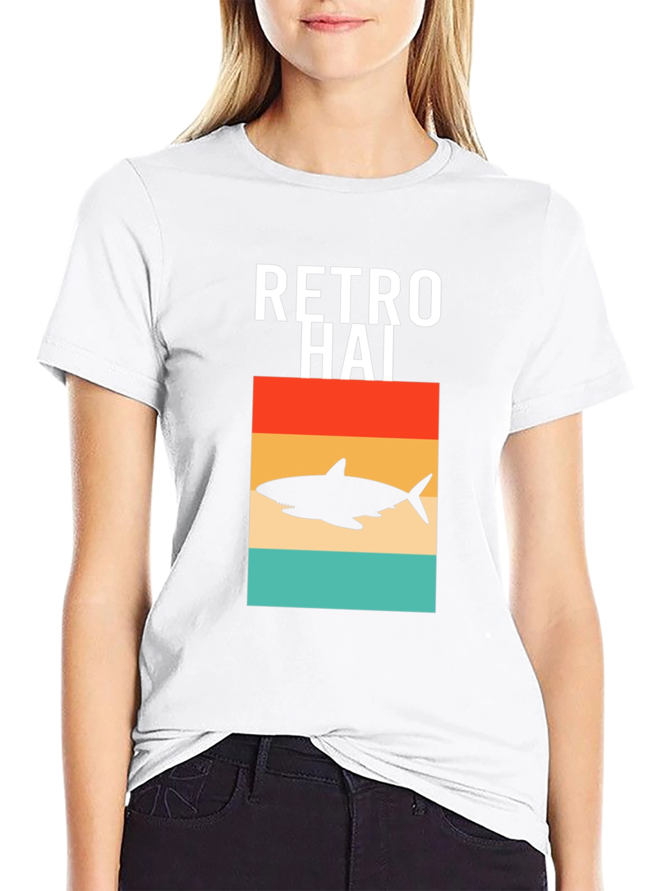 Retro Hai Shark Graphic Tee - Black