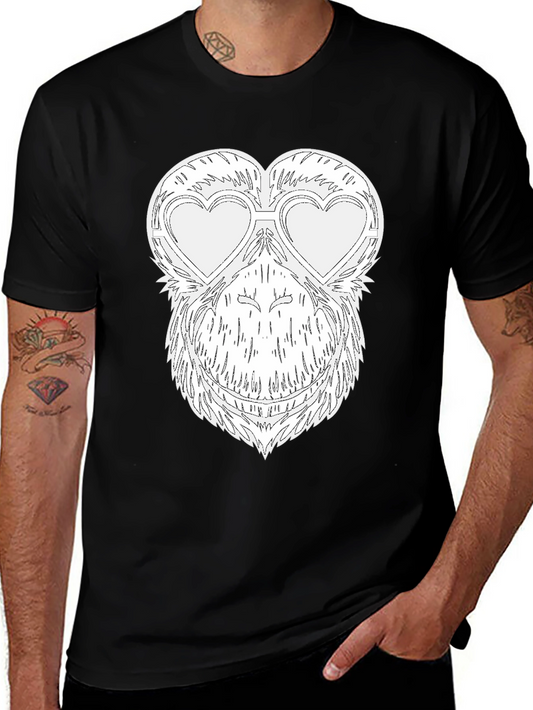 Funny Monkey Heart Glasses Graphic Tee