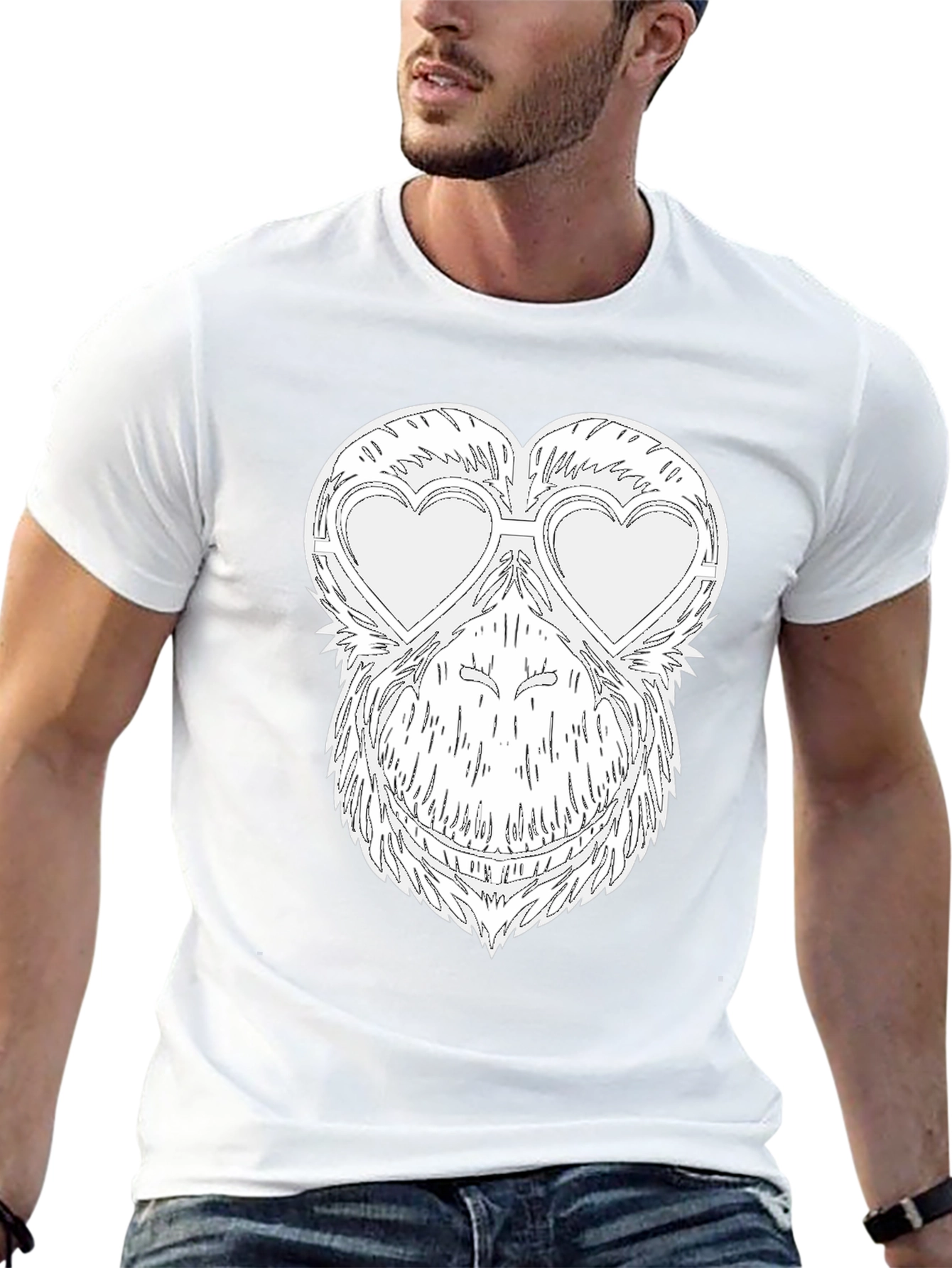 Funny Monkey Heart Glasses Graphic Tee