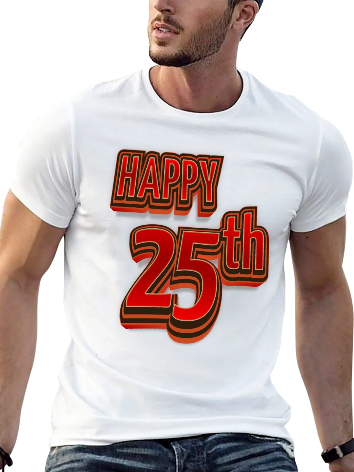 Happy 25th Birthday T-Shirt - Black Graphic Tee