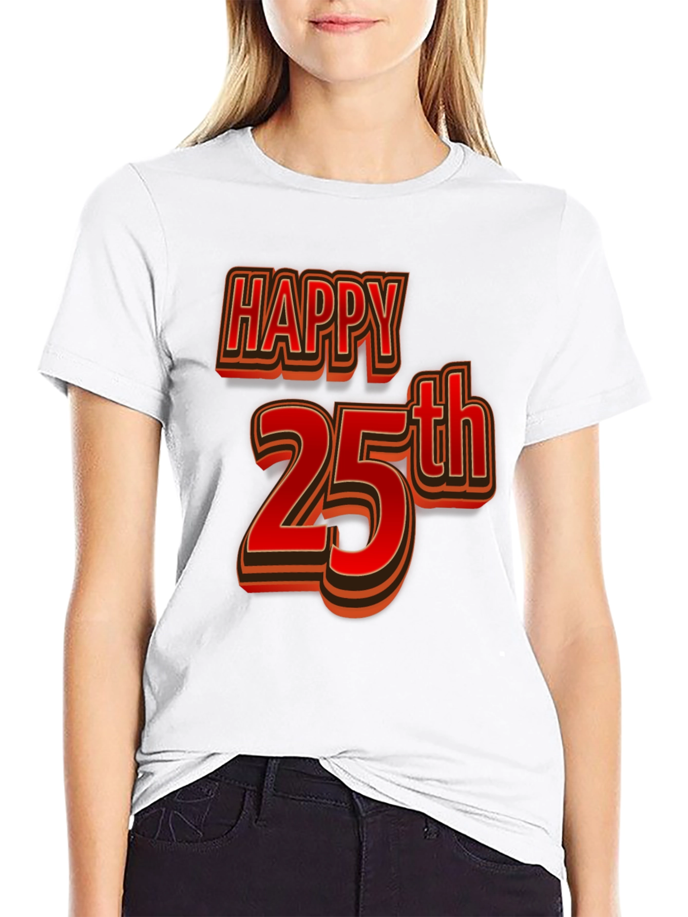 Happy 25th Birthday T-Shirt - Black Graphic Tee