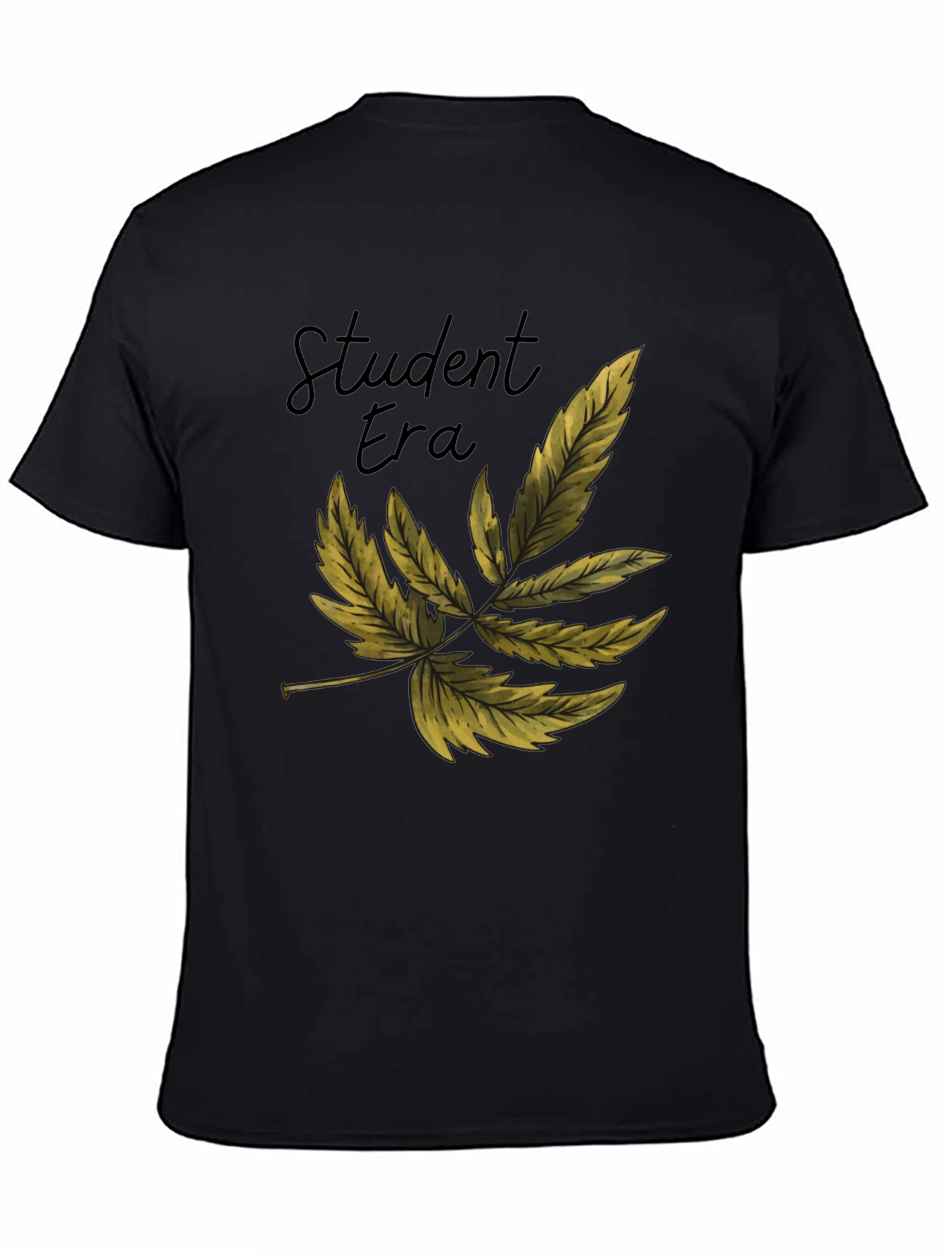 Student Era Leaf Graphic Black T-Shirt