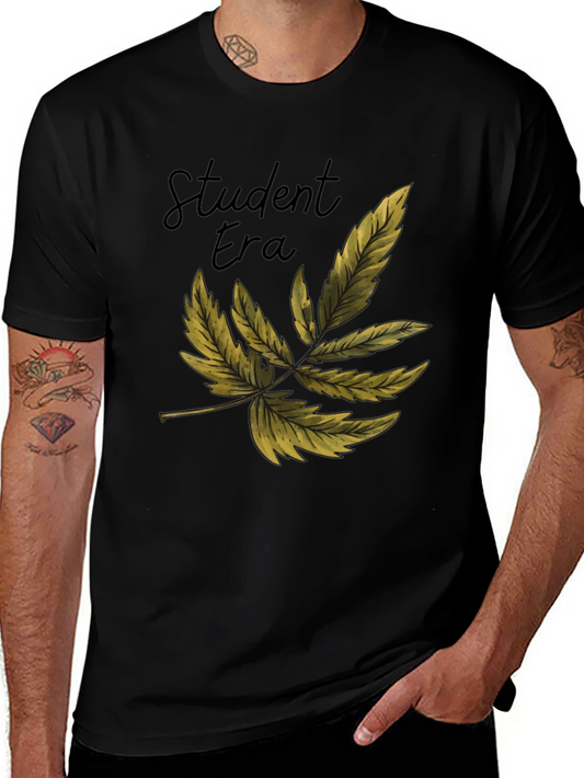 Student Era Leaf Graphic Black T-Shirt