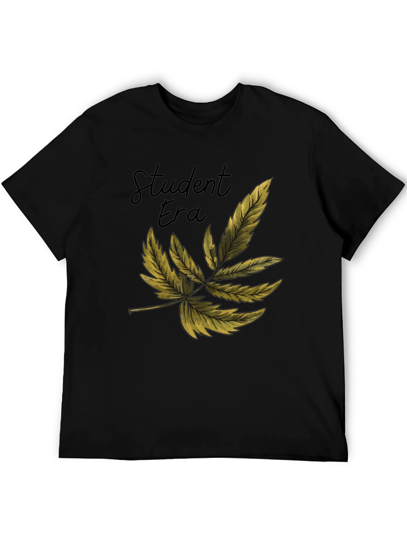 Student Era Leaf Graphic Black T-Shirt