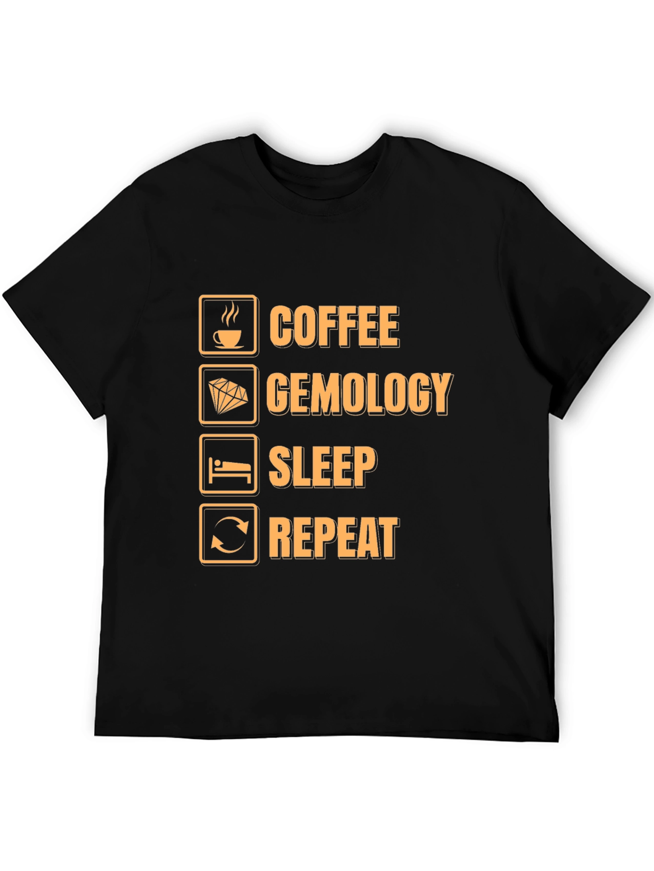 Coffee Gemology Sleep Repeat Funny Graphic T-Shirt