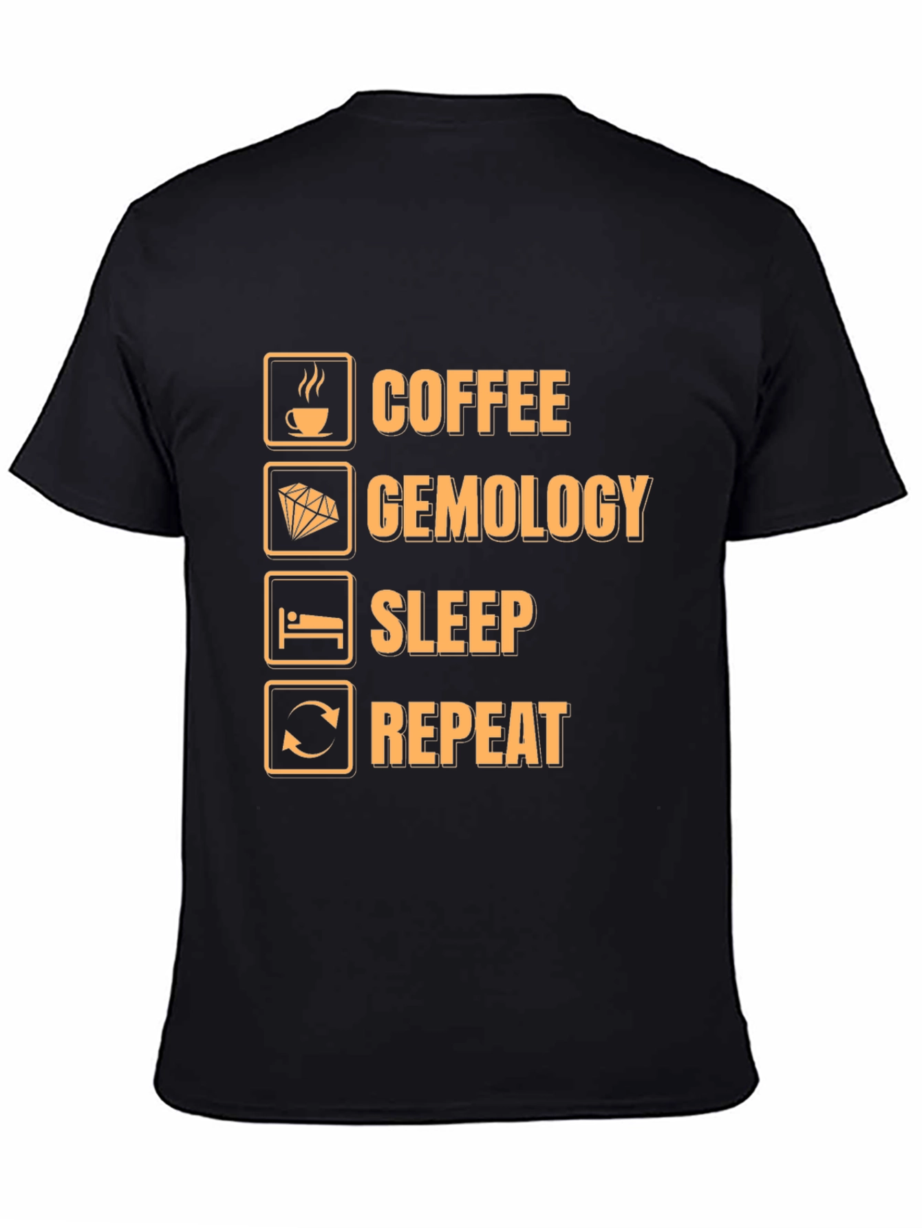 Coffee Gemology Sleep Repeat Funny Graphic T-Shirt