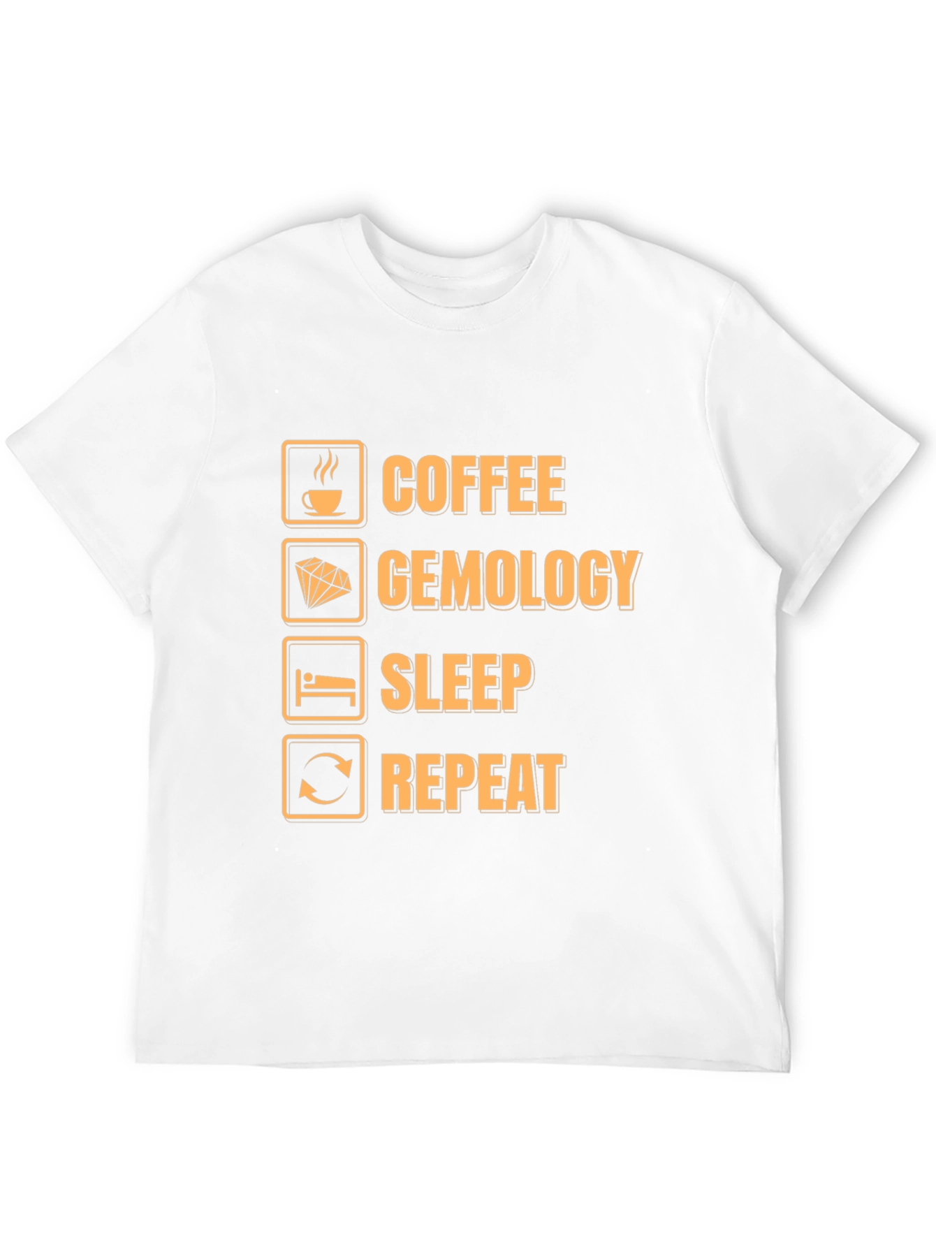 Coffee Gemology Sleep Repeat Funny Graphic T-Shirt
