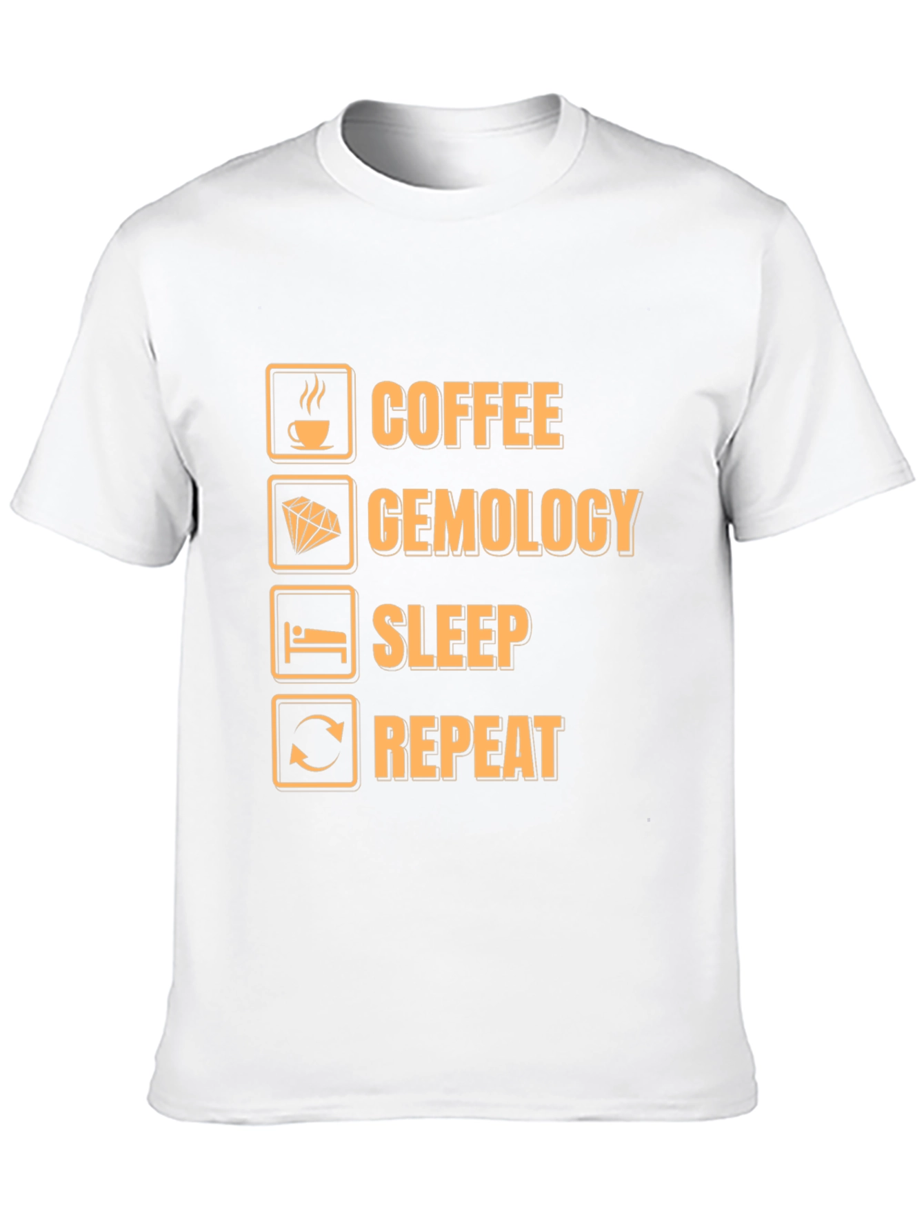 Coffee Gemology Sleep Repeat Funny Graphic T-Shirt