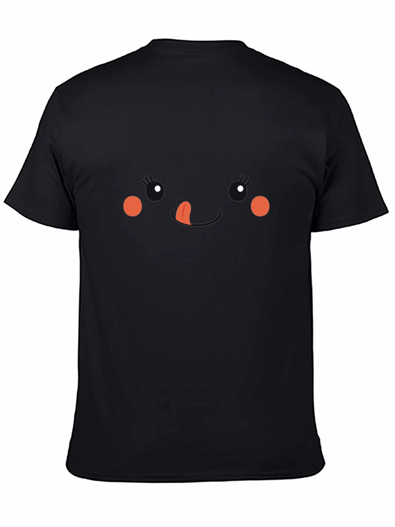 Cute Face Graphic Black T-Shirt