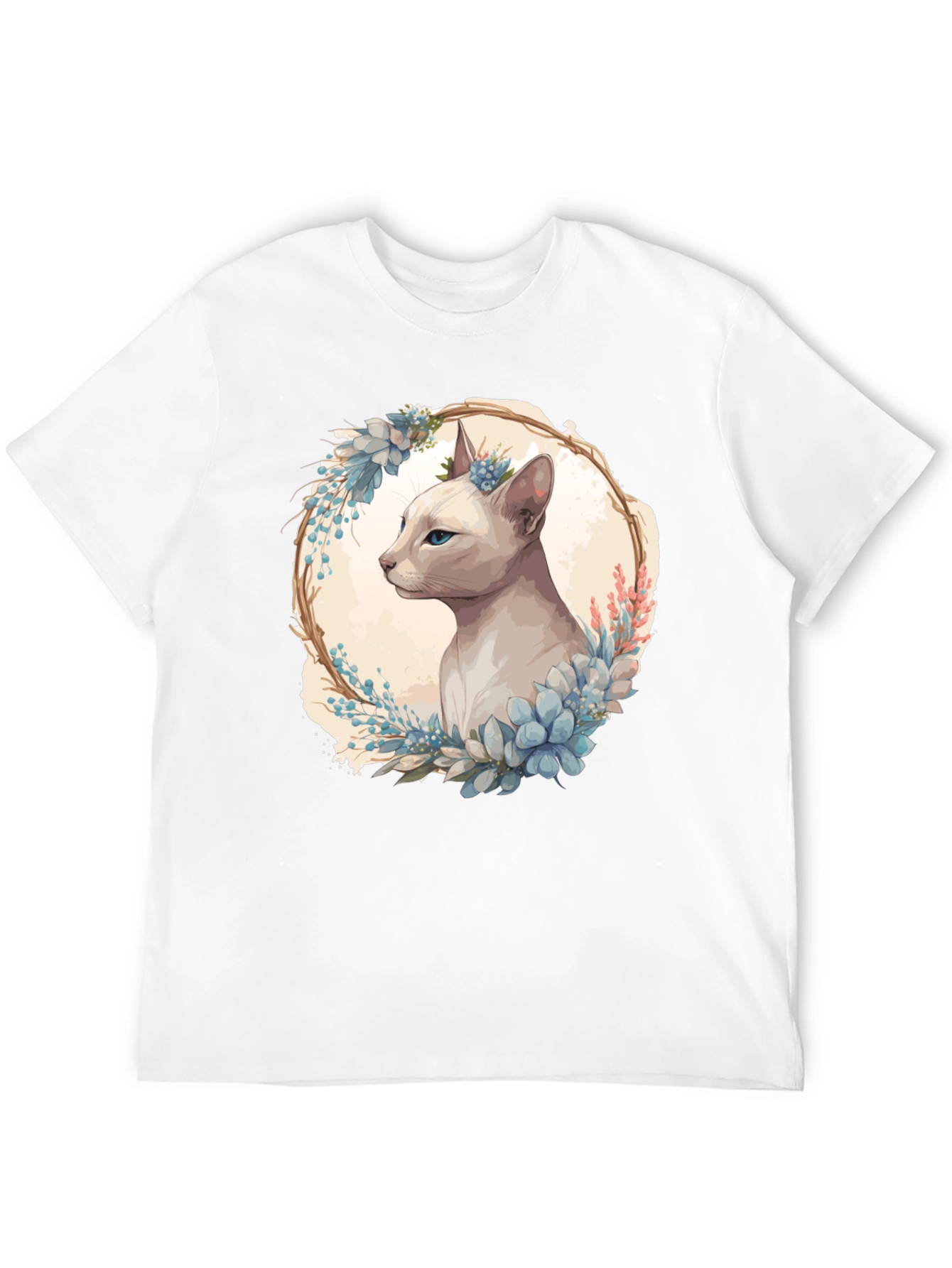 Floral Cat Tee - Artistic Graphic T-Shirt