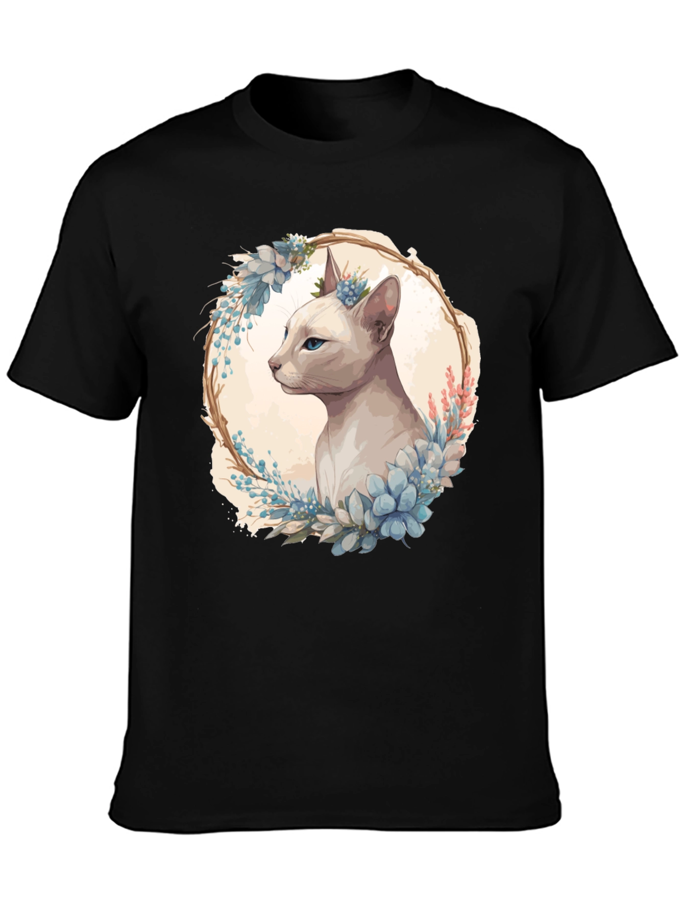 Floral Cat Tee - Artistic Graphic T-Shirt