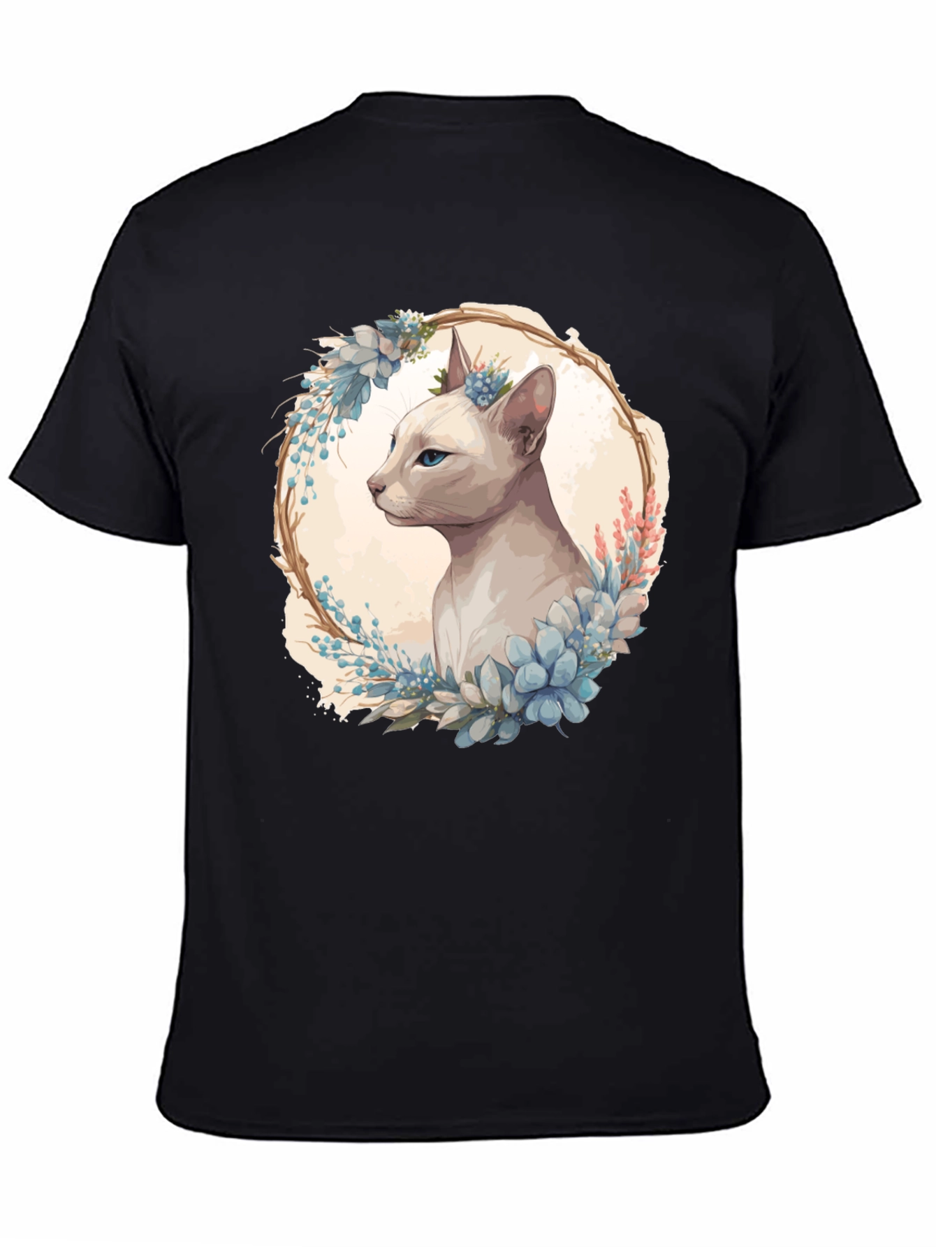 Floral Cat Tee - Artistic Graphic T-Shirt