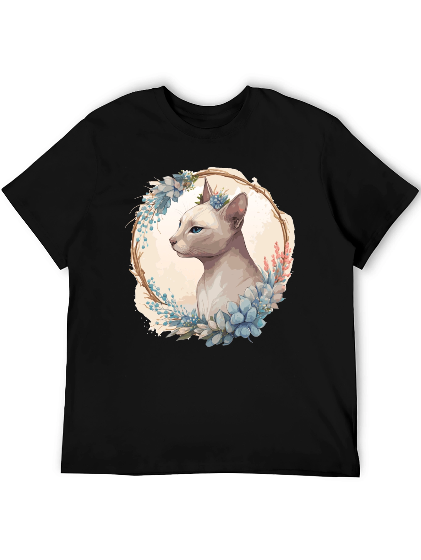 Floral Cat Tee - Artistic Graphic T-Shirt