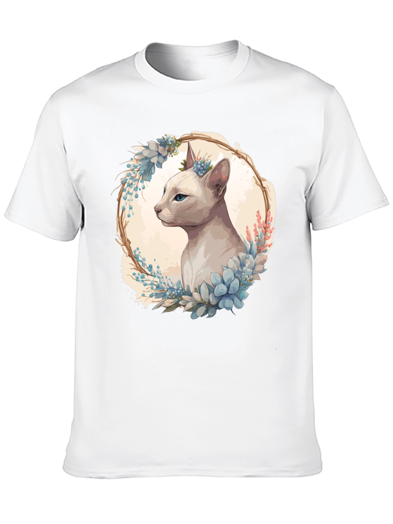 Floral Cat Tee - Artistic Graphic T-Shirt