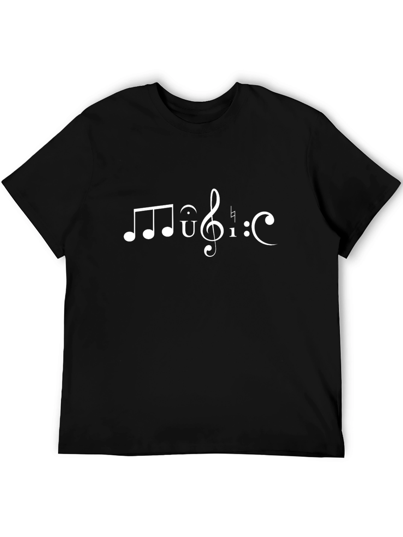 Music Notes Graphic Print Black T-Shirt