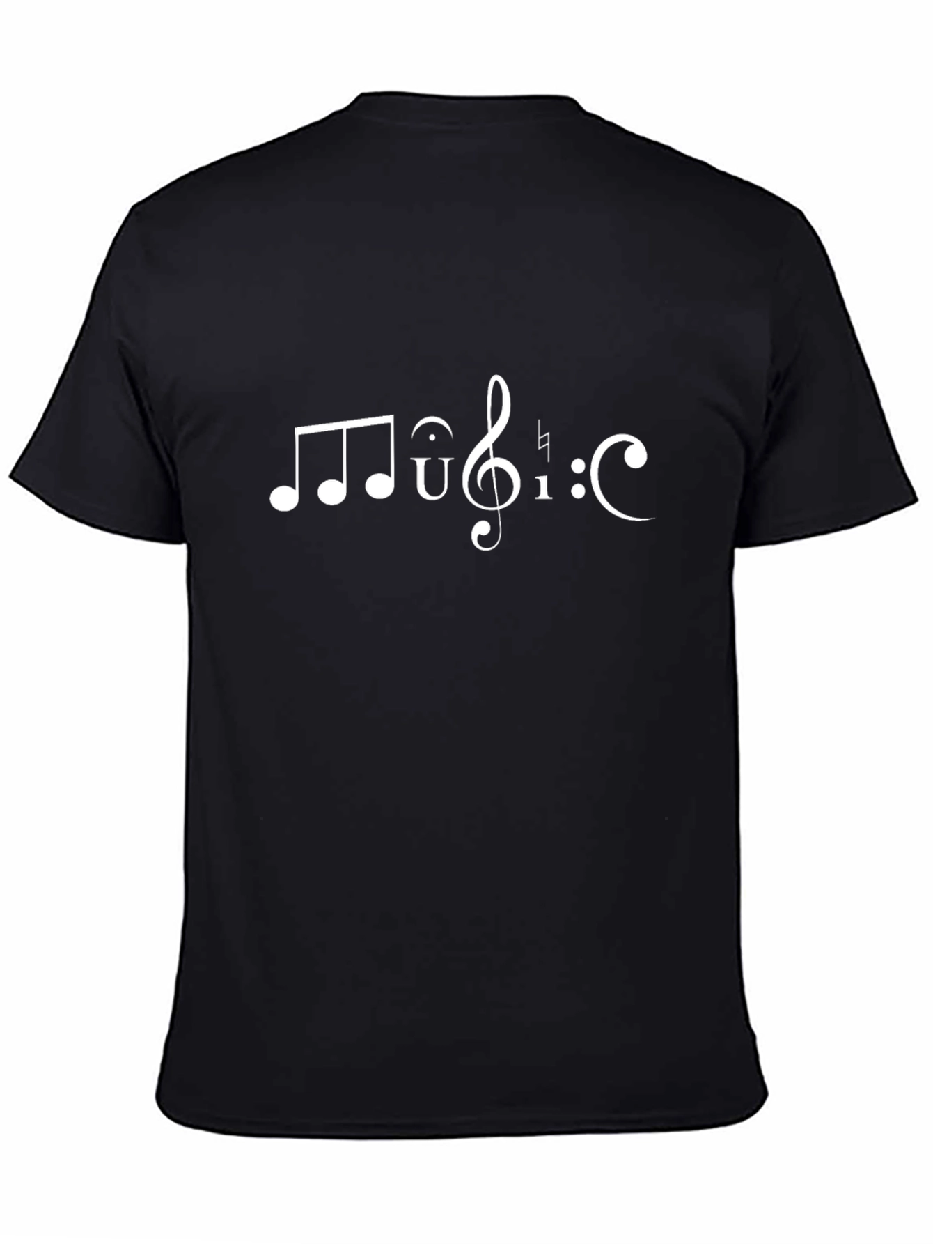 Music Notes Graphic Print Black T-Shirt
