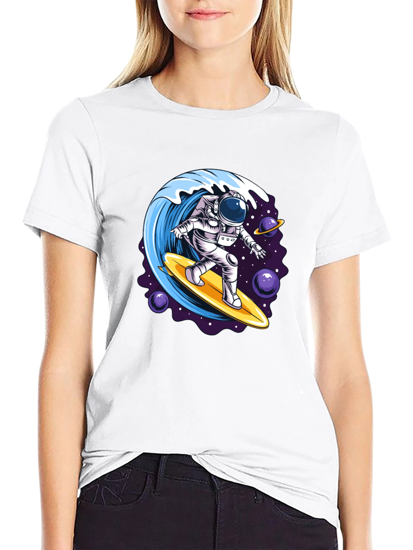 Astronaut Surfing T-Shirt - Space Wave Design