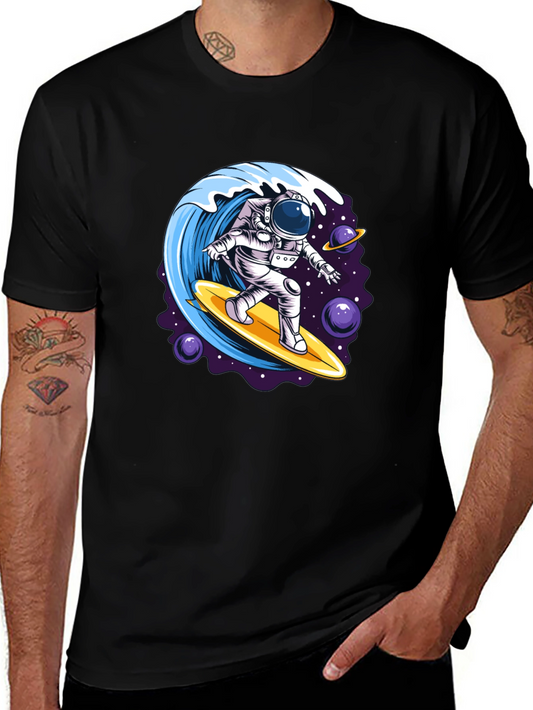 Astronaut Surfing T-Shirt - Space Wave Design