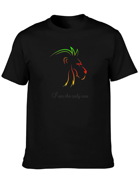 Lion Graphic Black T-Shirt - I am the only one