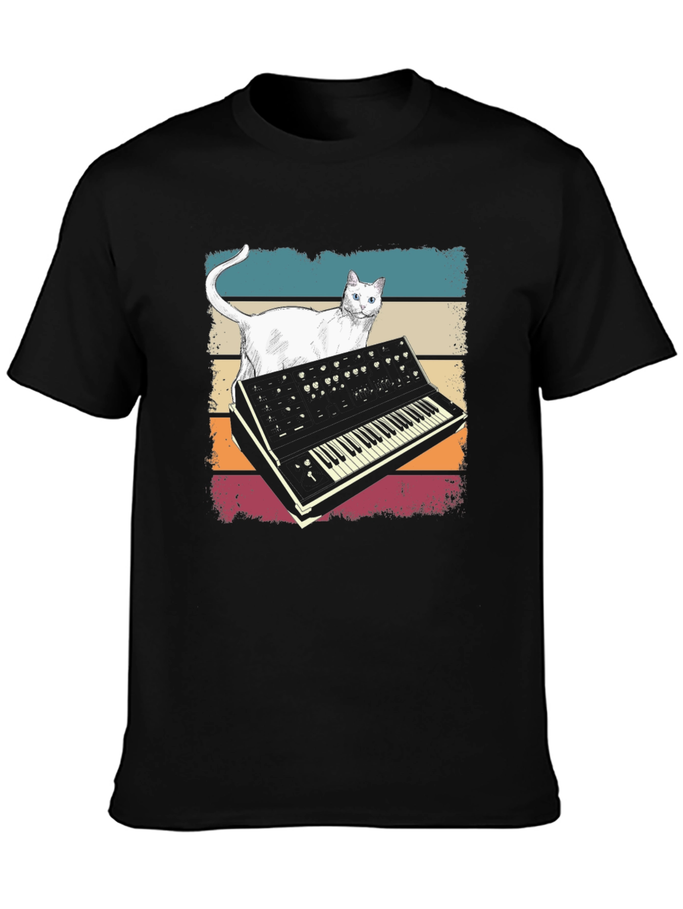 Cat Synth T-Shirt - Retro Style
