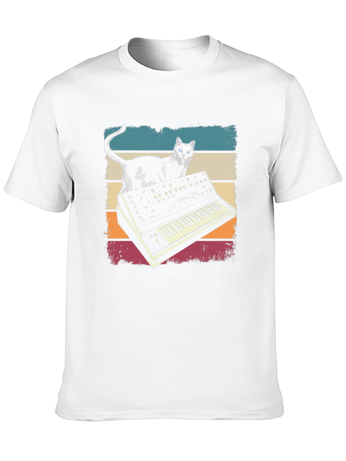 Cat Synth T-Shirt - Retro Style