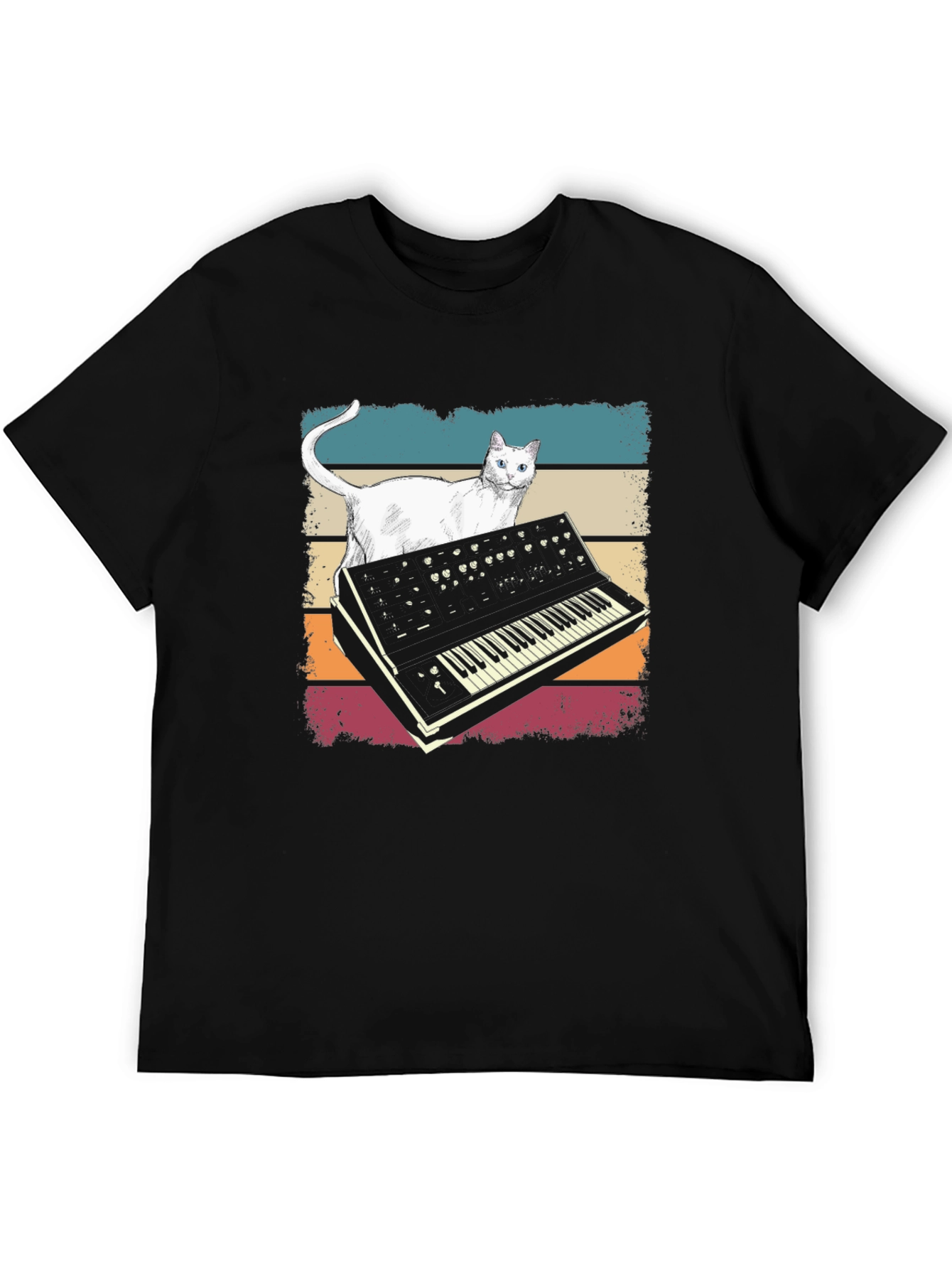 Cat Synth T-Shirt - Retro Style