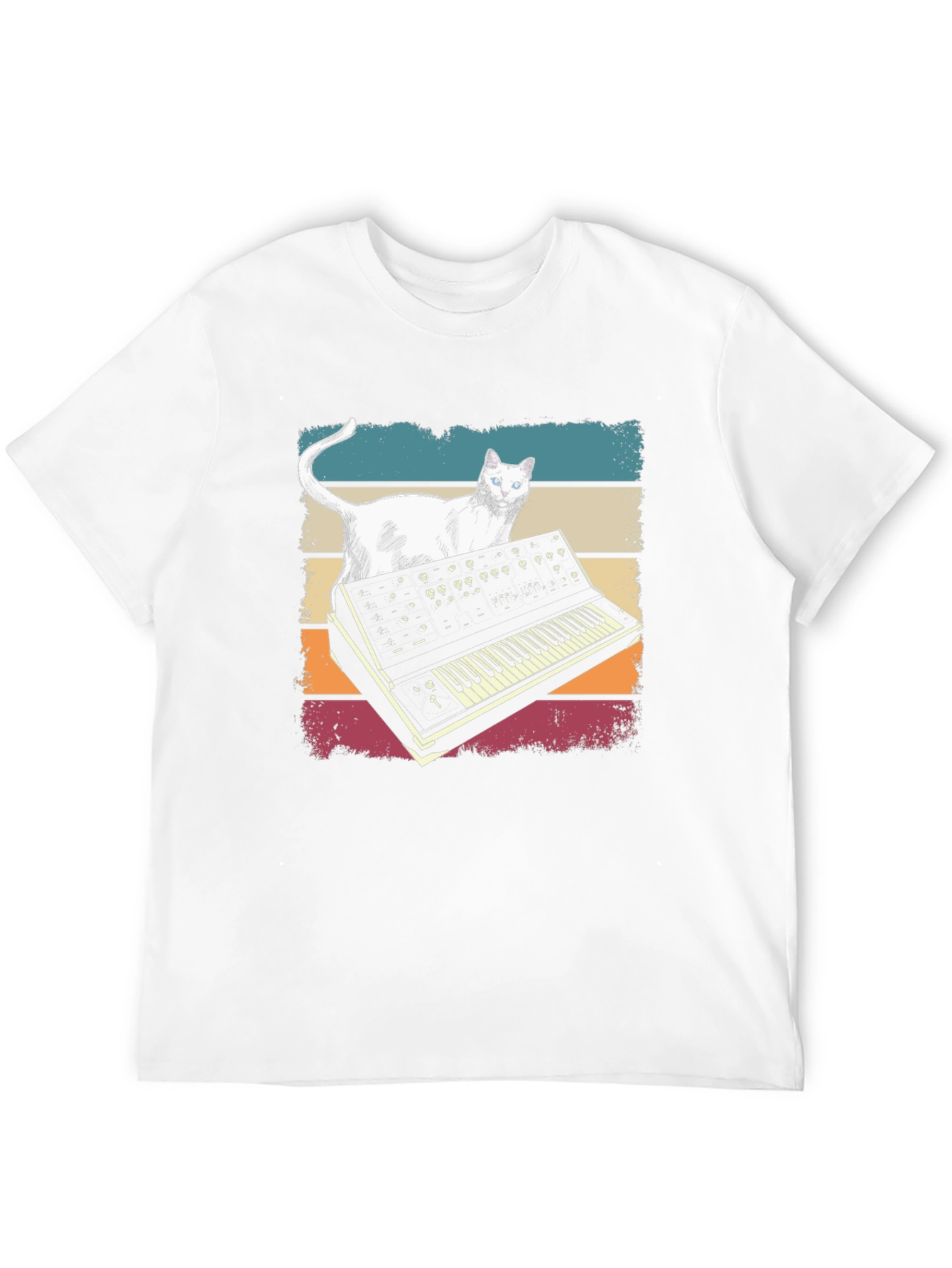 Cat Synth T-Shirt - Retro Style