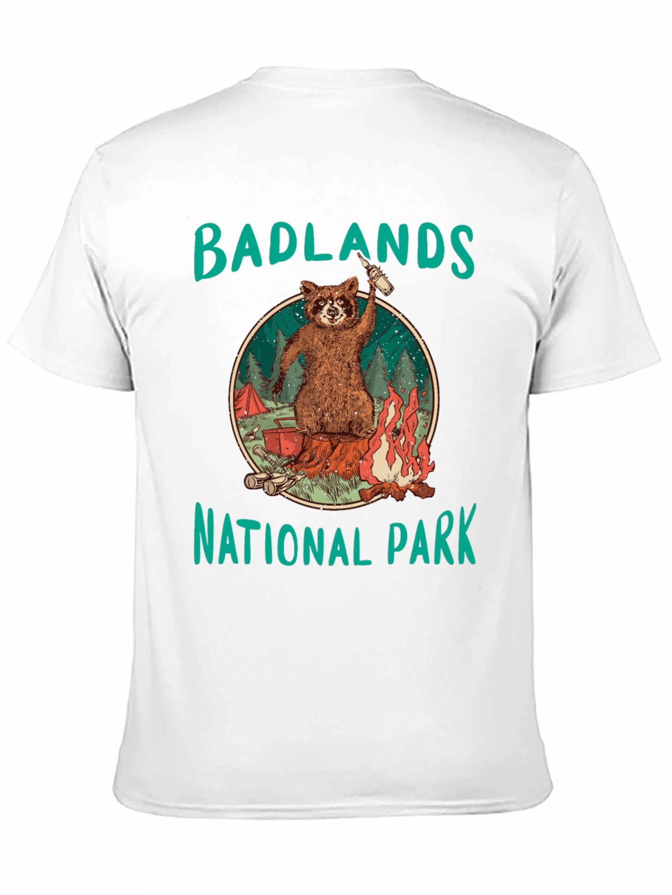 Badlands National Park Raccoon Camping Black T-Shirt