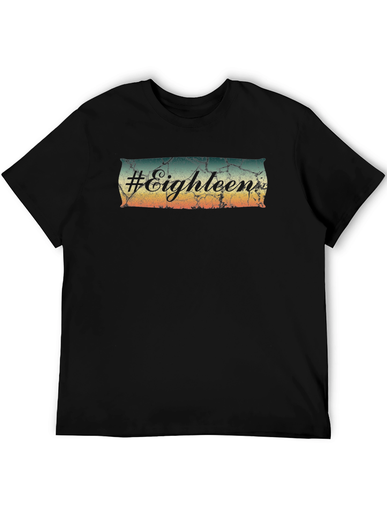 #Eighteen Distressed Graphic Black T-Shirt