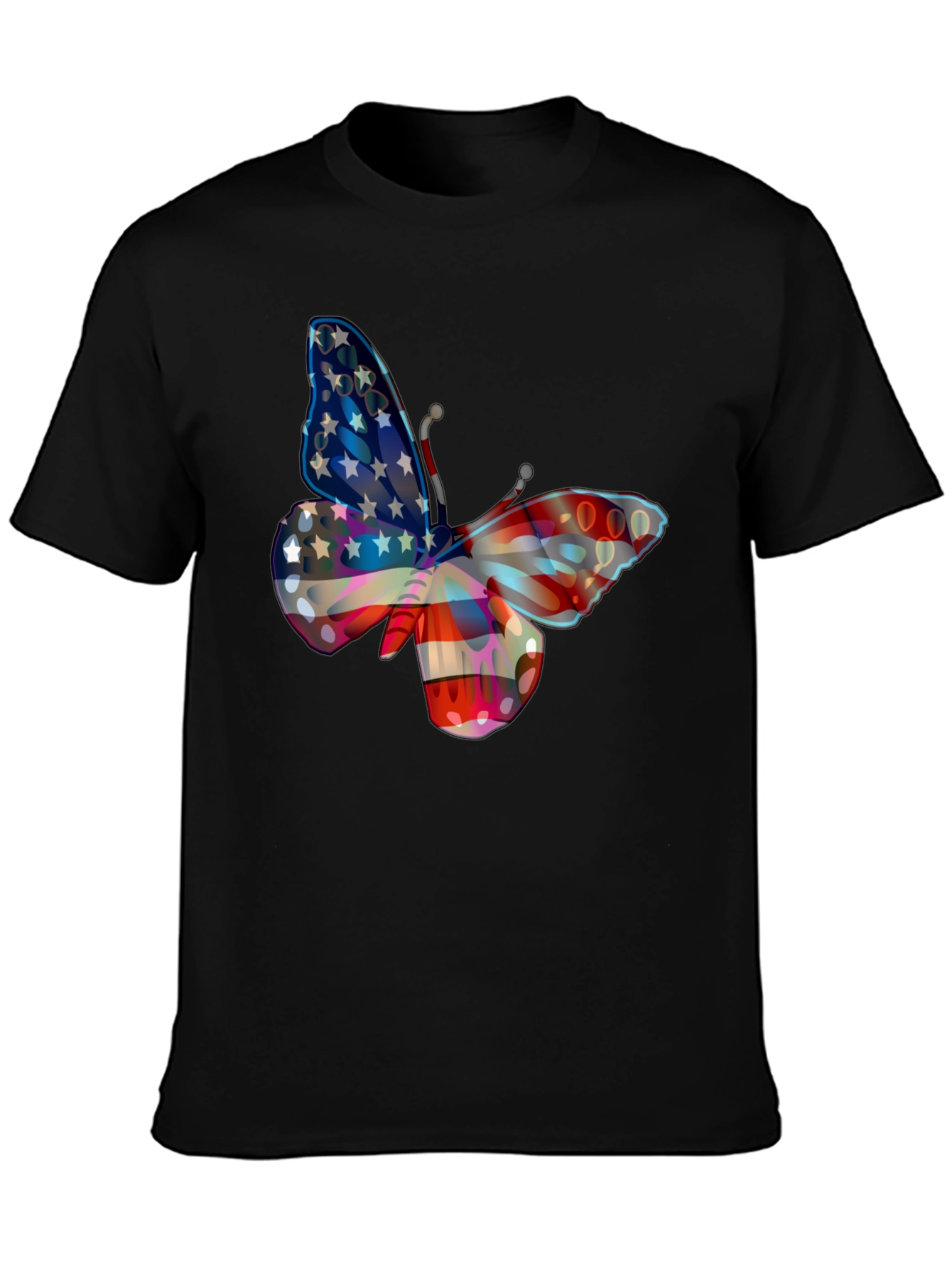 American Flag Butterfly Graphic T-Shirt