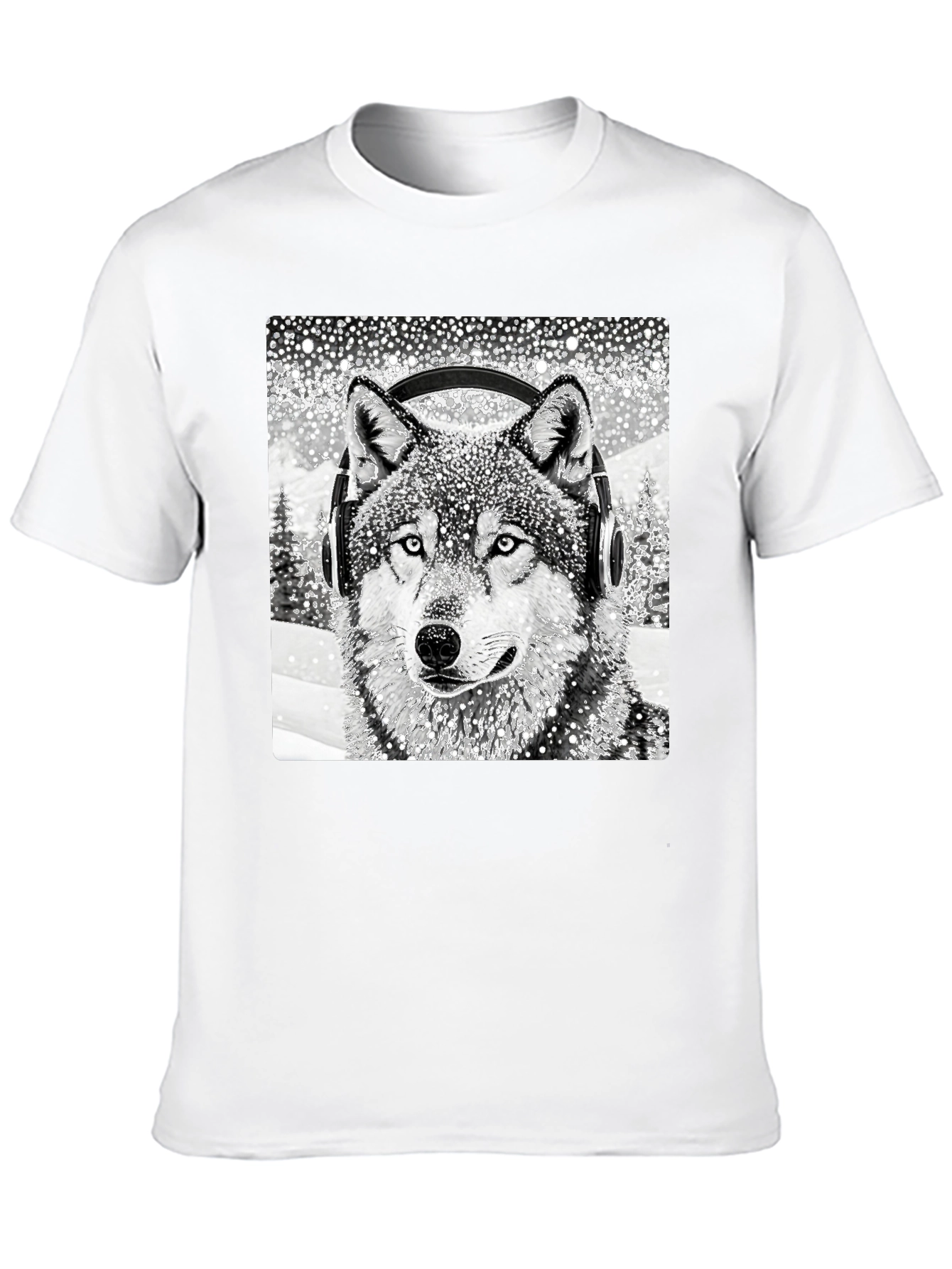 Wolf with Headphones Graphic Tee