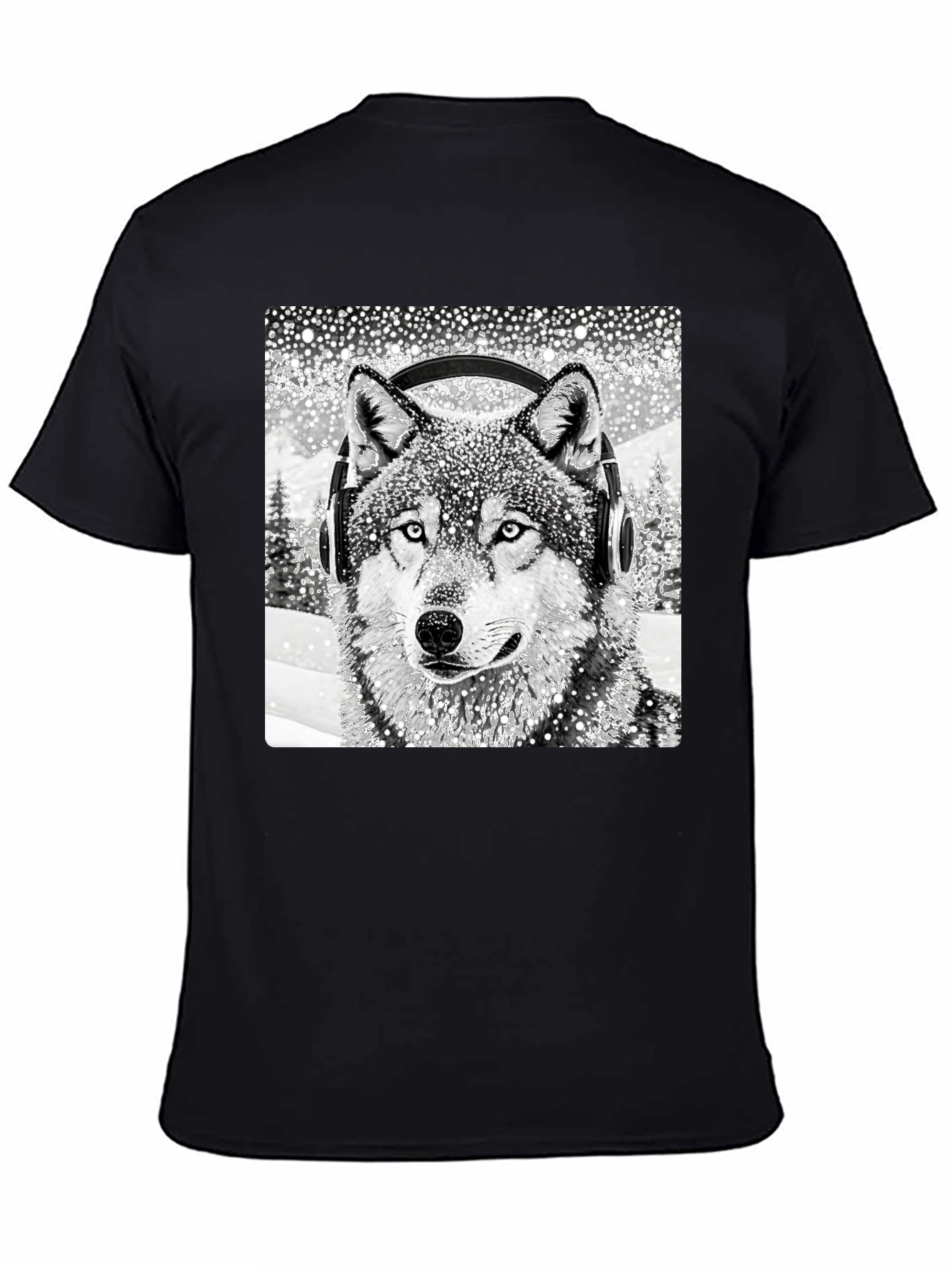Wolf with Headphones Graphic Tee