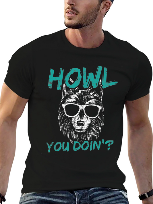 Howl You Doin Wolf Graphic Tee - Black