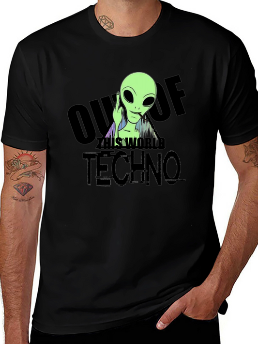 Out of This World Techno Alien Graphic T-Shirt