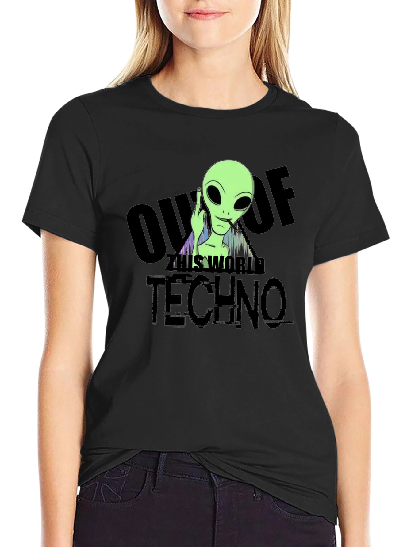 Out of This World Techno Alien Graphic T-Shirt