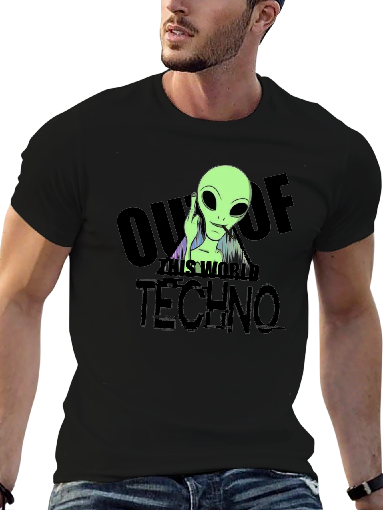 Out of This World Techno Alien Graphic T-Shirt