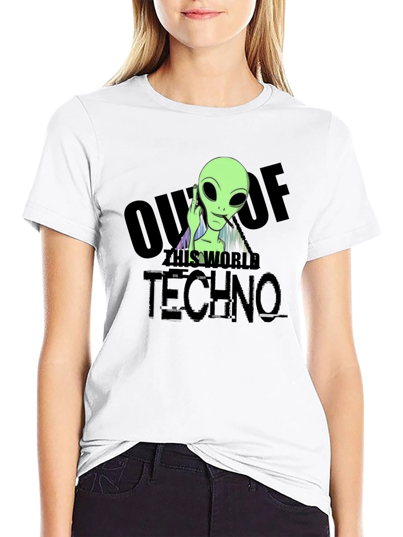 Out of This World Techno Alien Graphic T-Shirt