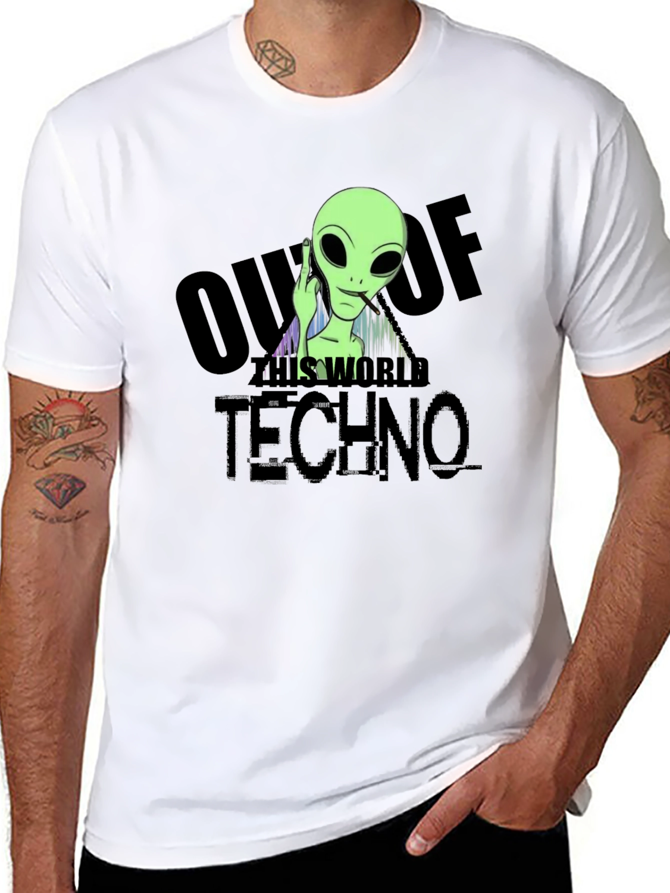Out of This World Techno Alien Graphic T-Shirt