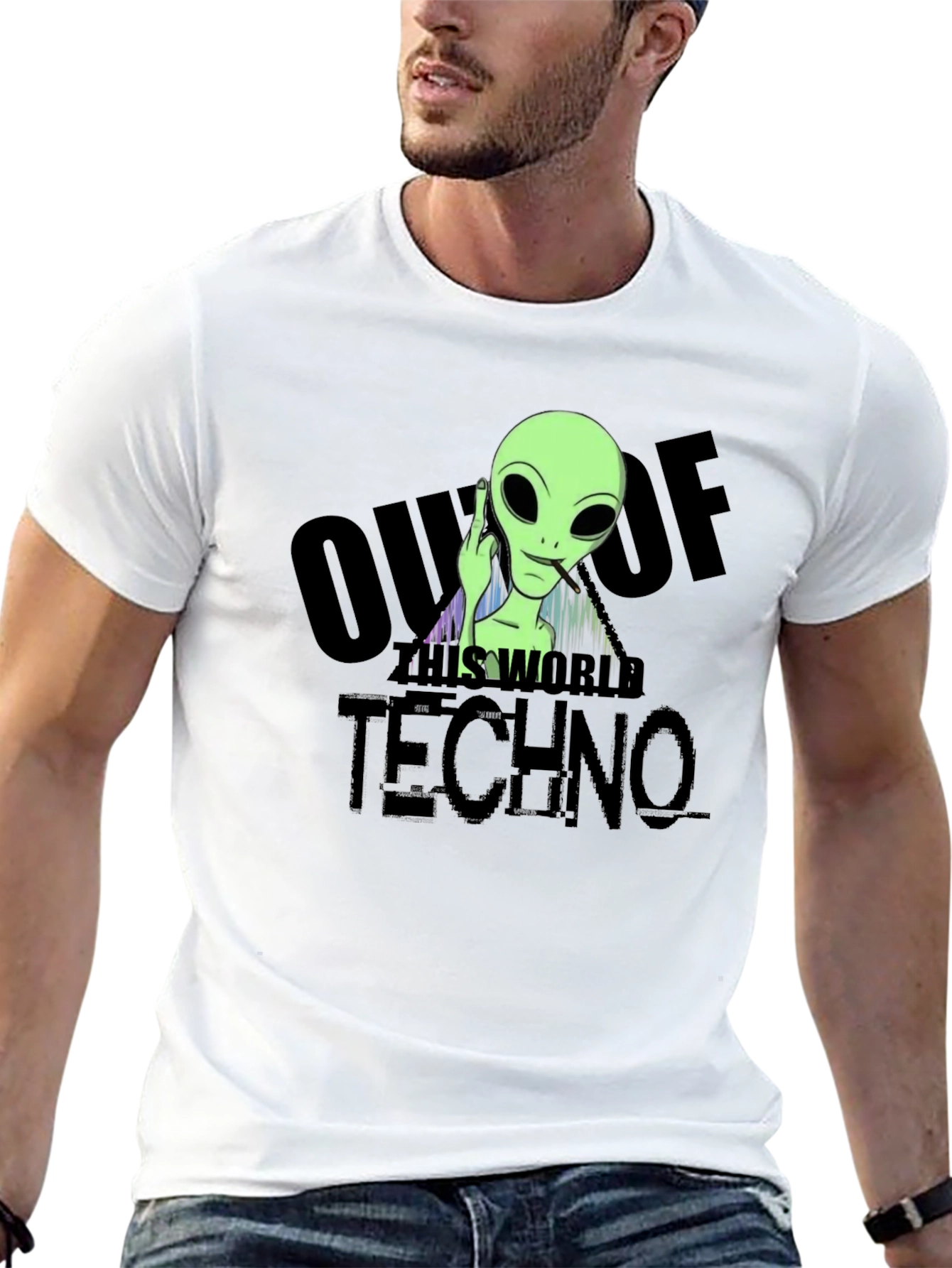 Out of This World Techno Alien Graphic T-Shirt