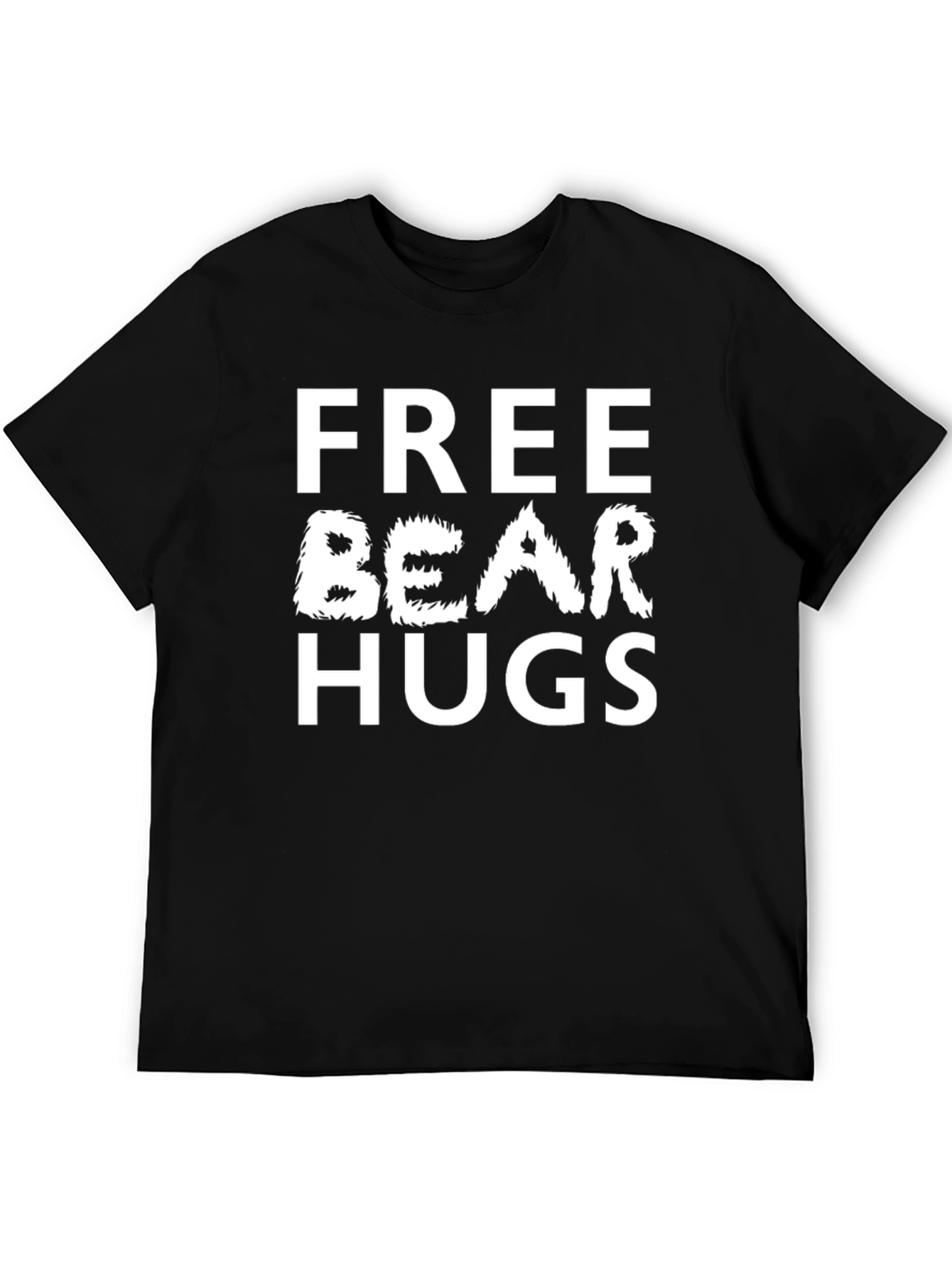 Free Bear Hugs Black Cotton T-Shirt