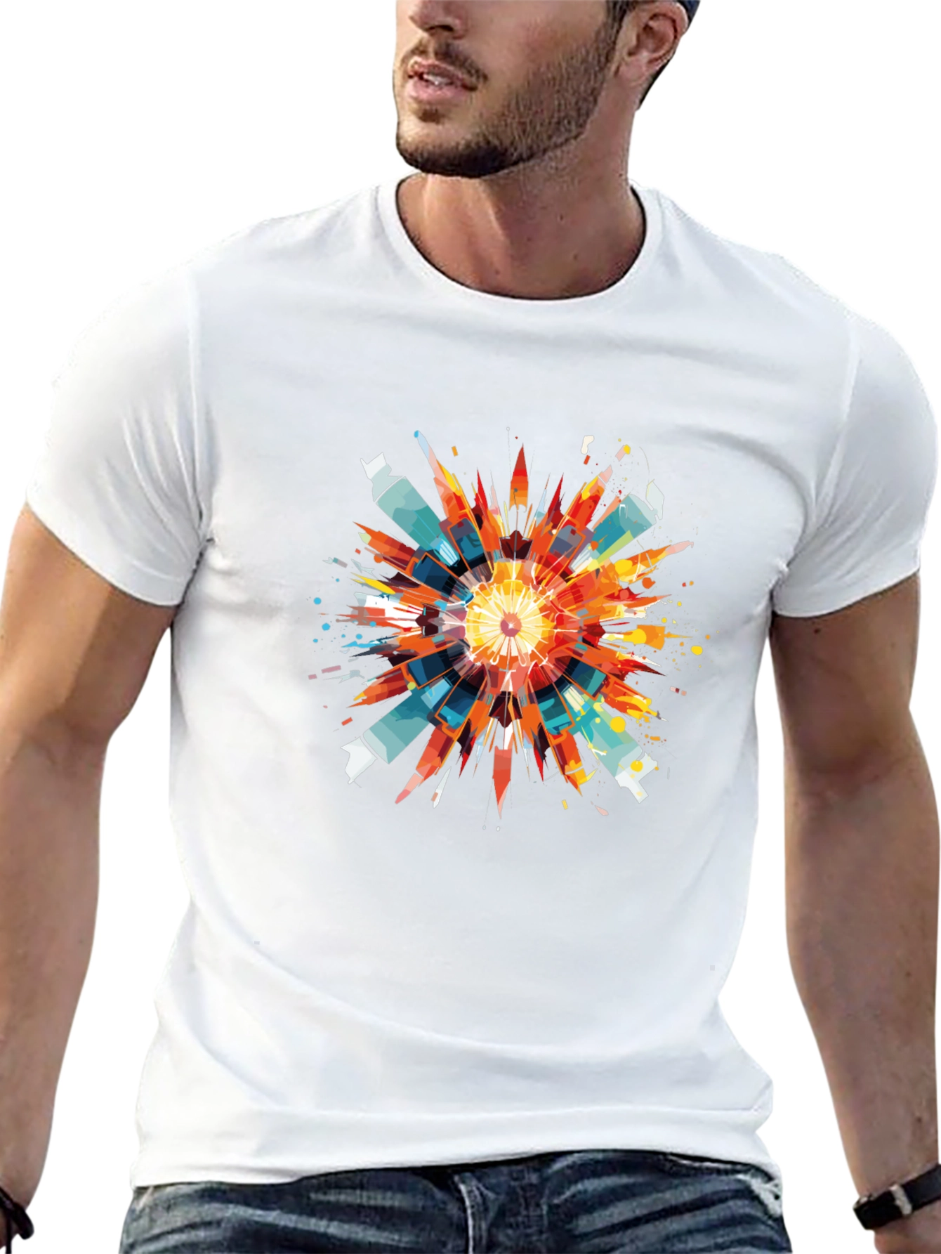 Abstract Geometric Burst Graphic Tee